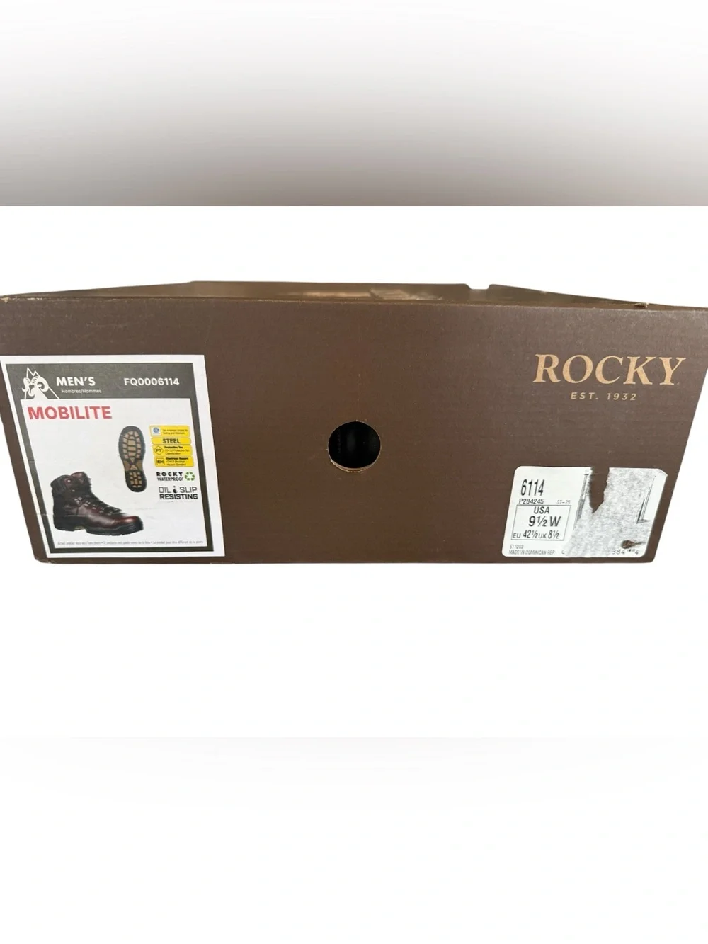 Rocky Mobilite Steel Toe Work Boots Mens 9.5 W Brown Waterproof Leather 6114 NIB